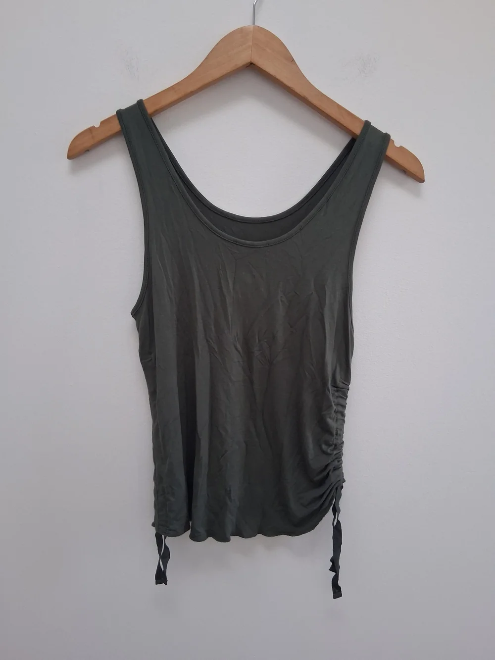 Justice Tween Girl's  Olive Green Tank with Metallic Graphic Side Ties Size 12